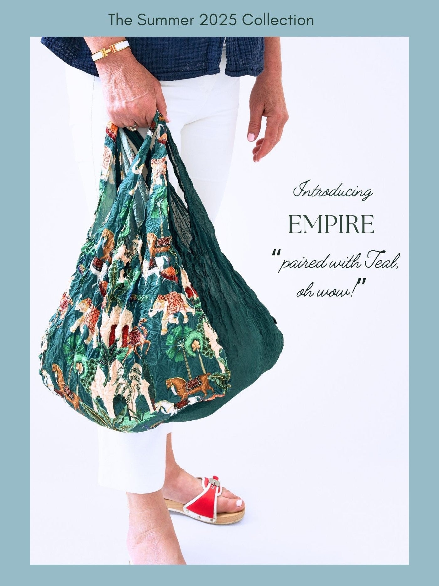 Tote Bag Teal Sustainable Stretchy Eco Tote Shopper