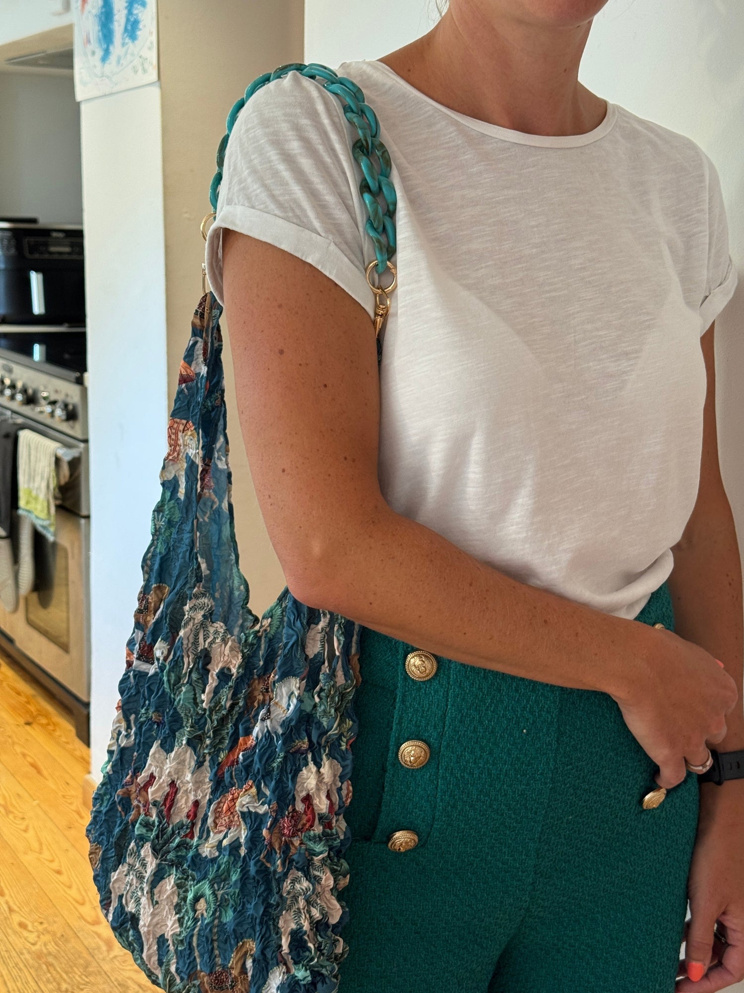 Turquoise Acrylic Handle for your Eco Bag image 1