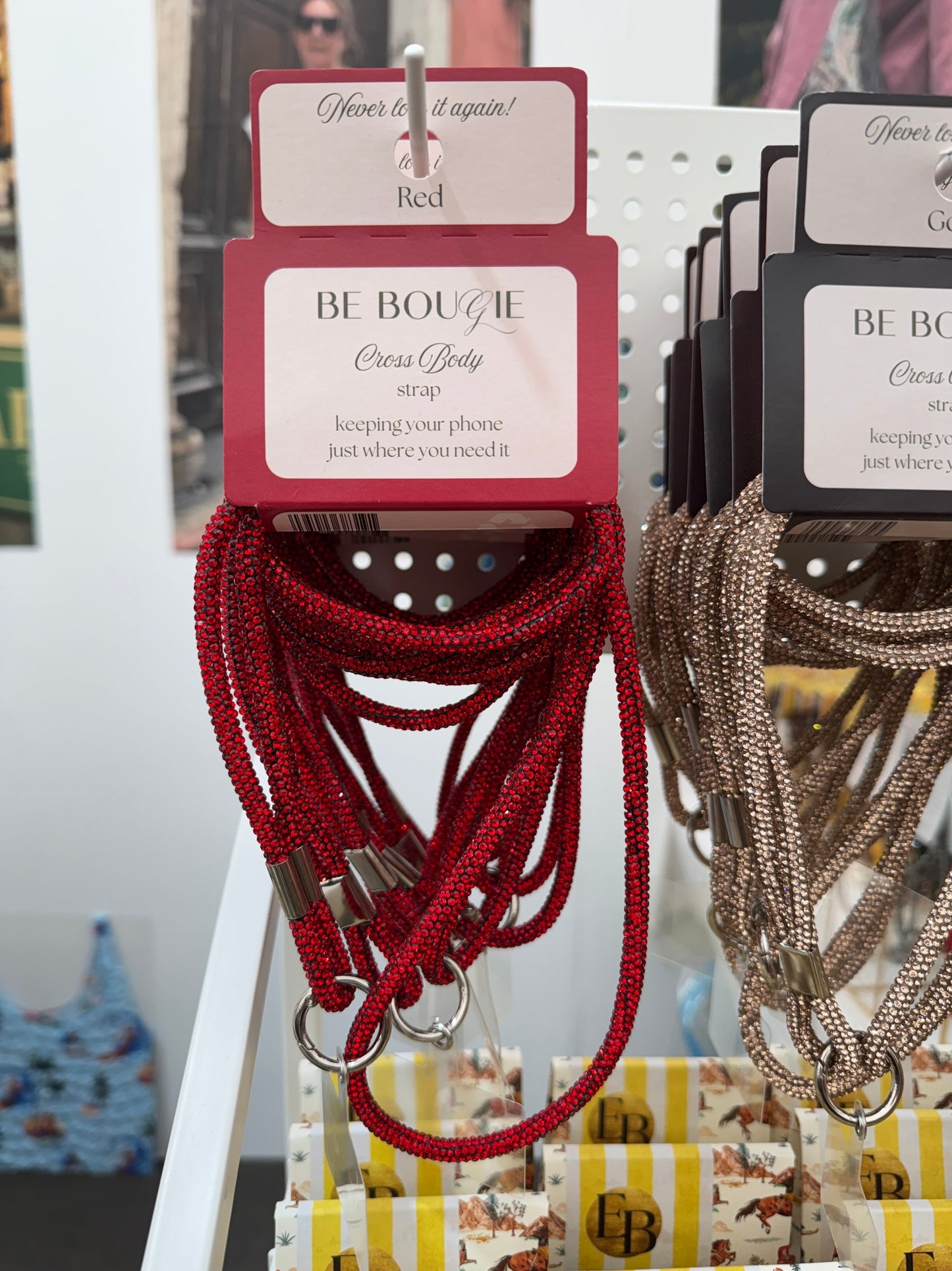 Cross Body Phone Strap - Red Sparkly