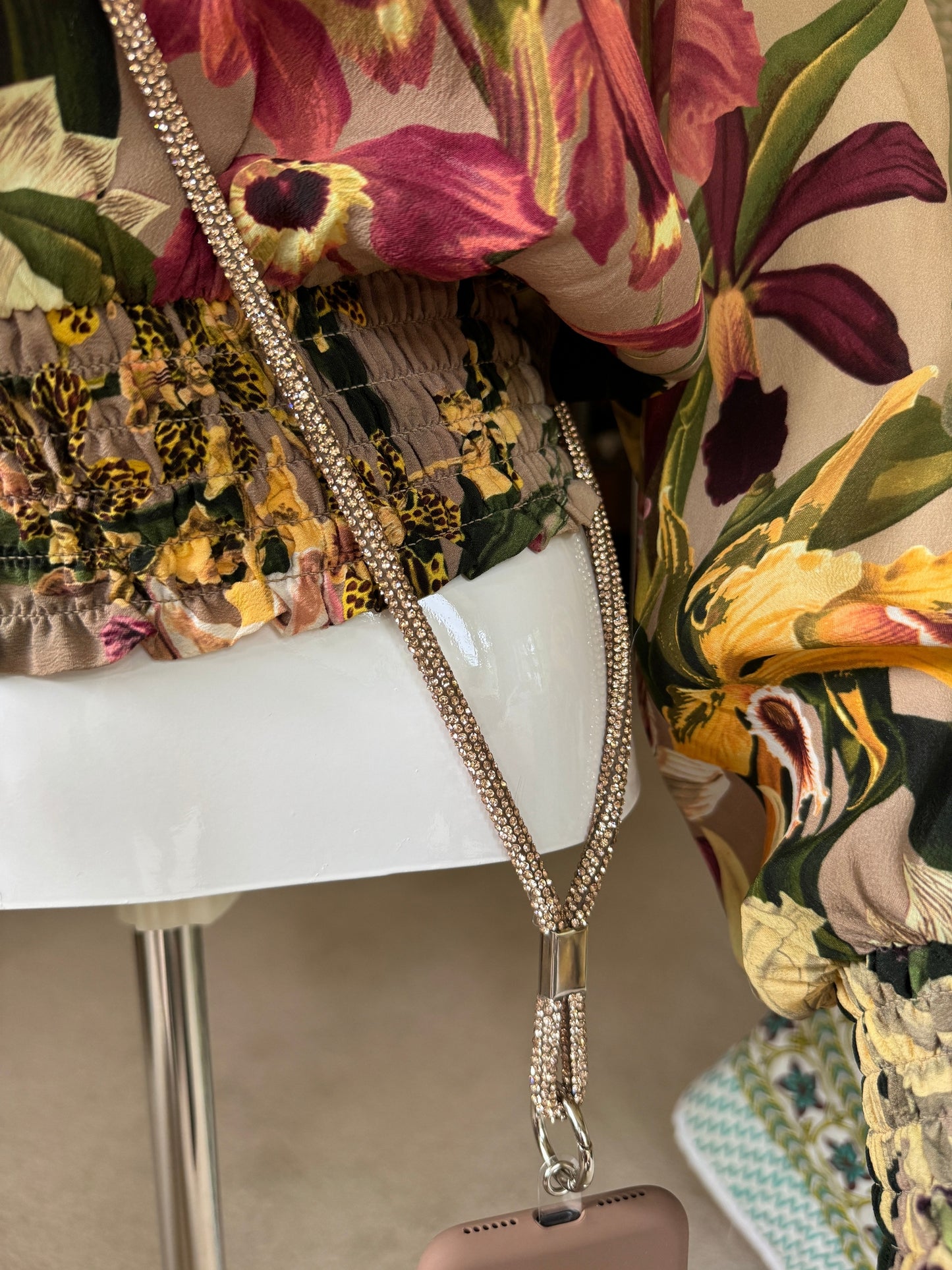 Cross Body Phone Strap - Gold Sparkly