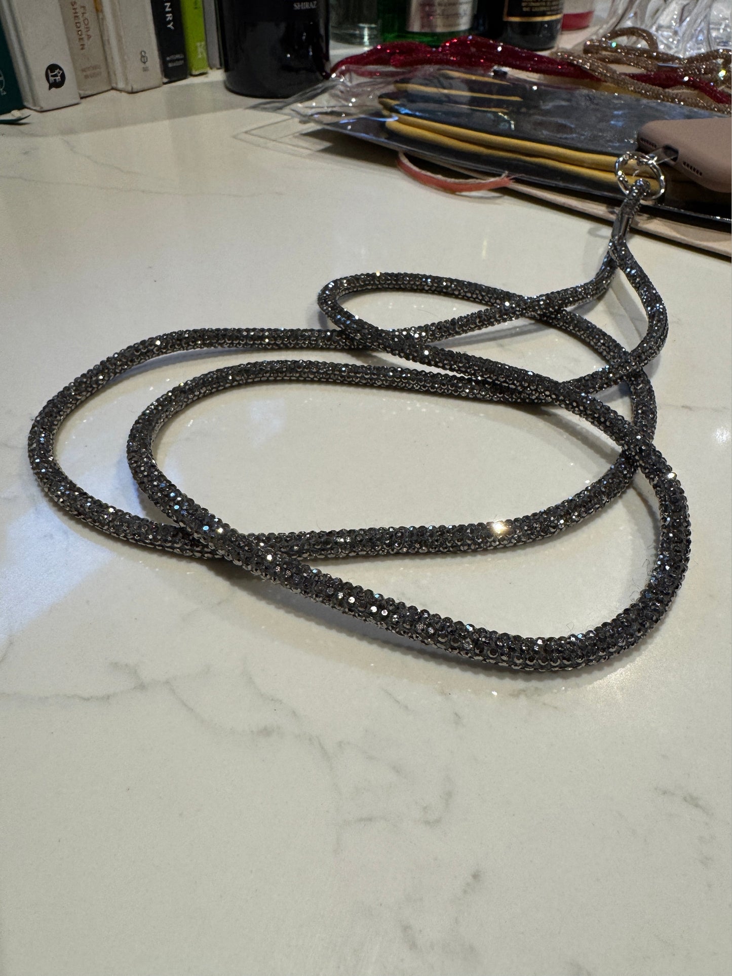 Cross Body Mobile Phone Strap - Black Sparkly