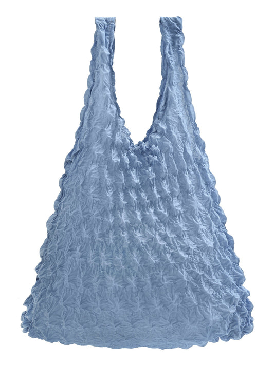 Be Bougie French blue sustainable stretchy eco shopper tote bag with a textured crepe finish