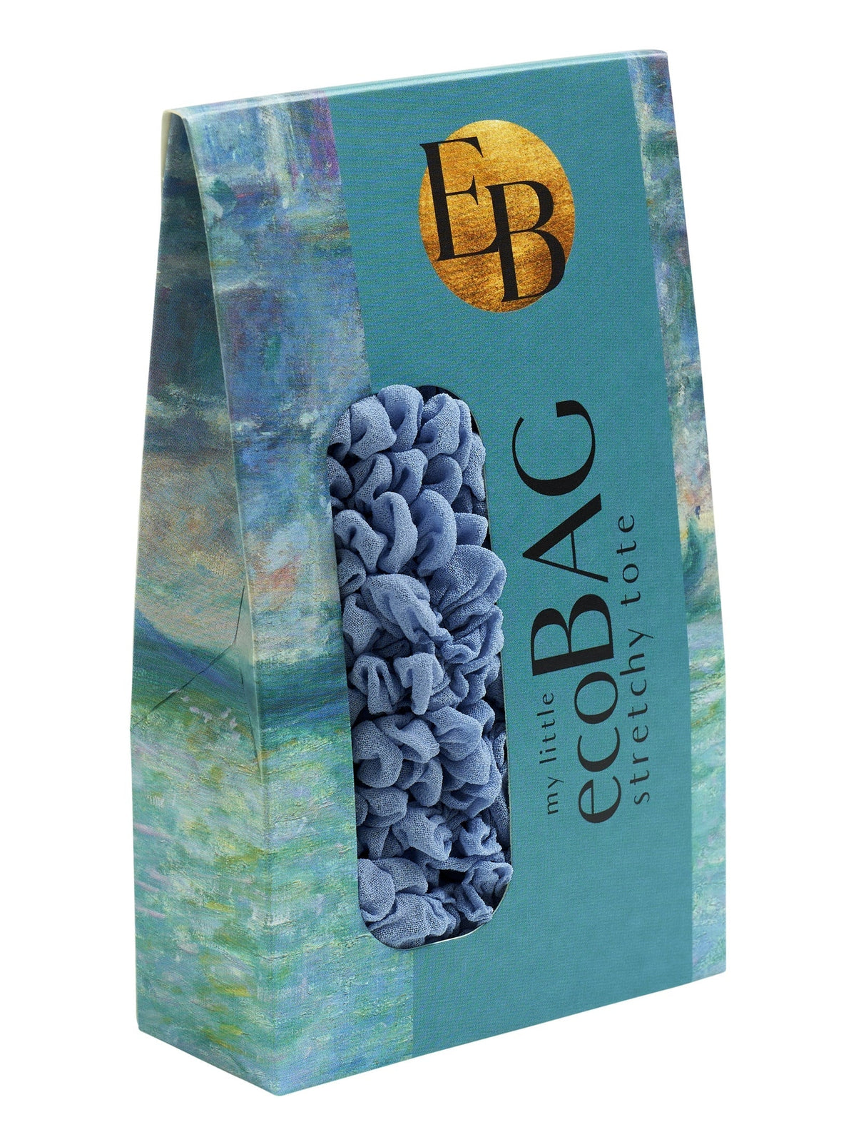 Be Bougie French blue sustainable stretchy eco tote bag in decorative gift packaging