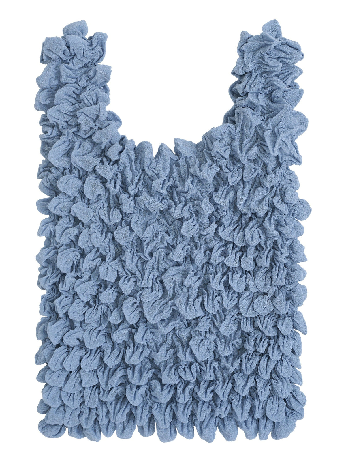Be Bougie French blue sustainable stretchy eco shopper tote bag with a textured, crinkled fabric design.