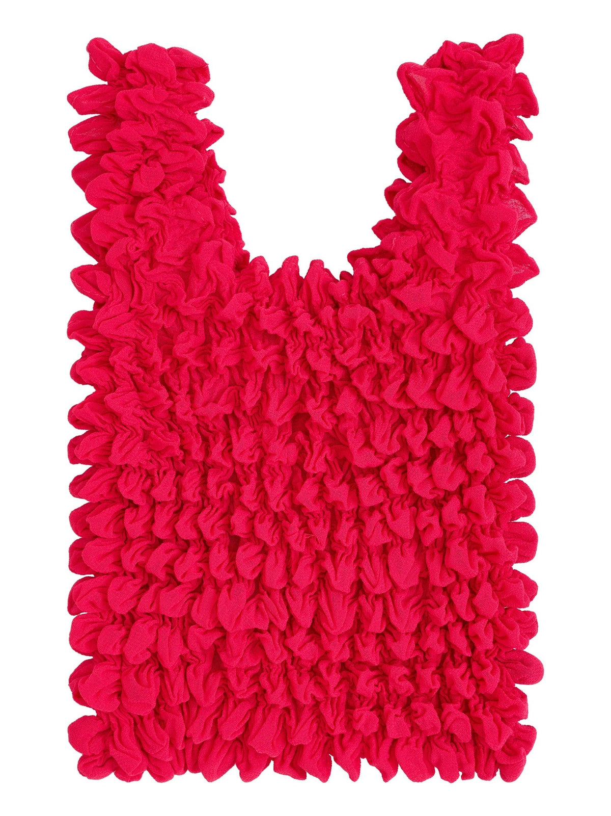 Be Bougie hot pink sustainable stretchy eco shopper tote bag with a textured, crinkled fabric design.