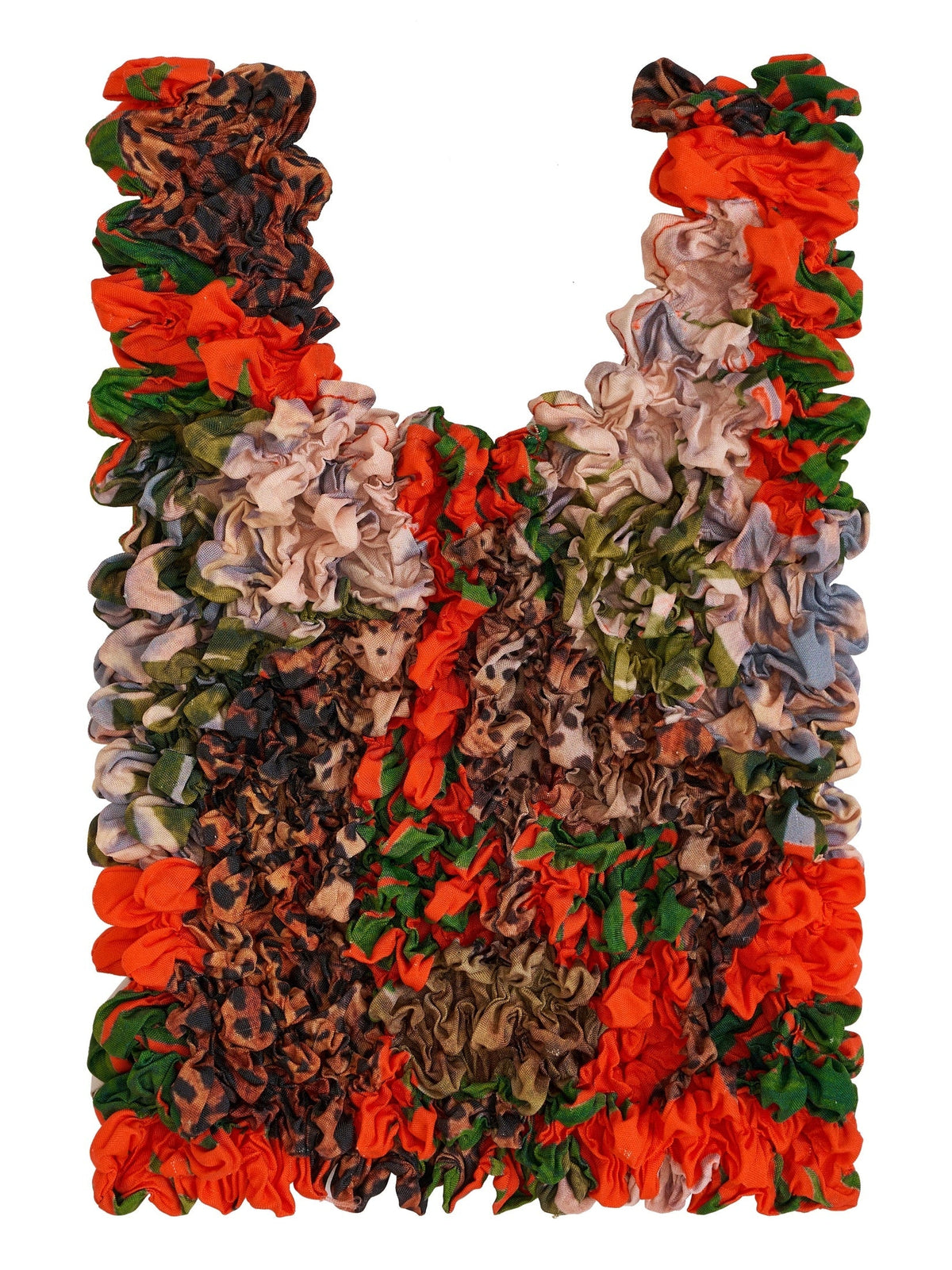 Be Bougie reusable eco-friendly tote bag featuring a vibrant leopard and palm print in orange, green, and brown.