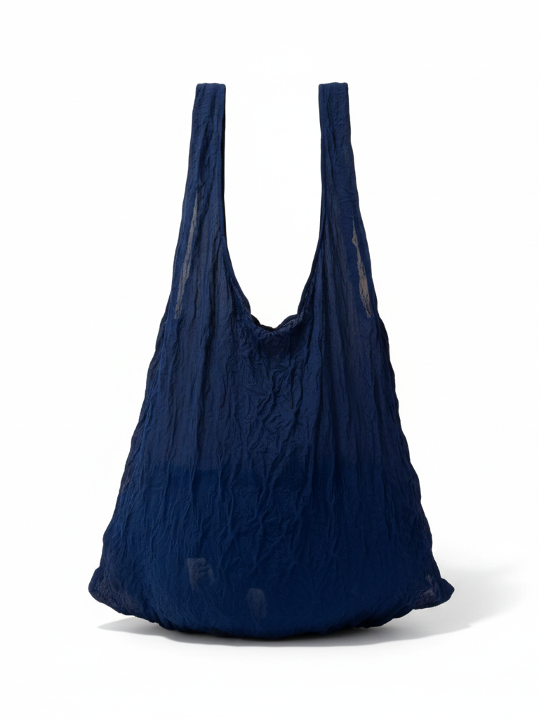 Be Bougie midnight blue sustainable stretchy tote bag made from lightweight machine washable polyester fabric